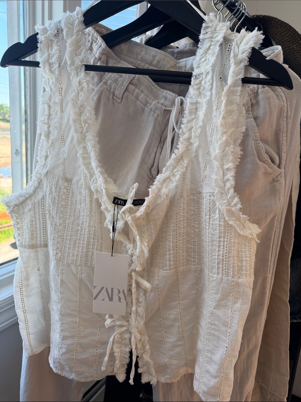 ZARA Tie-Front Cotton Top